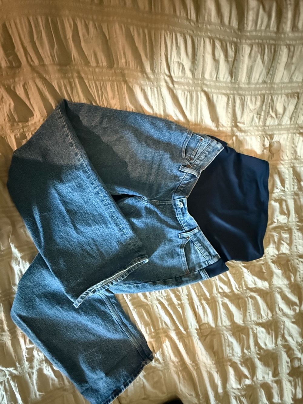 Abercrombie & Fitch Navy and Blue Maternity Jeans with Stretch Panel